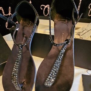 Giuseppe Zanotti Black Crystal Sandals